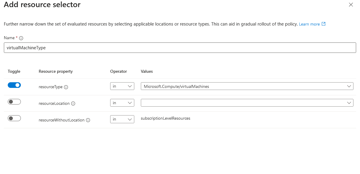 Looking at Azure Policy resource selectors