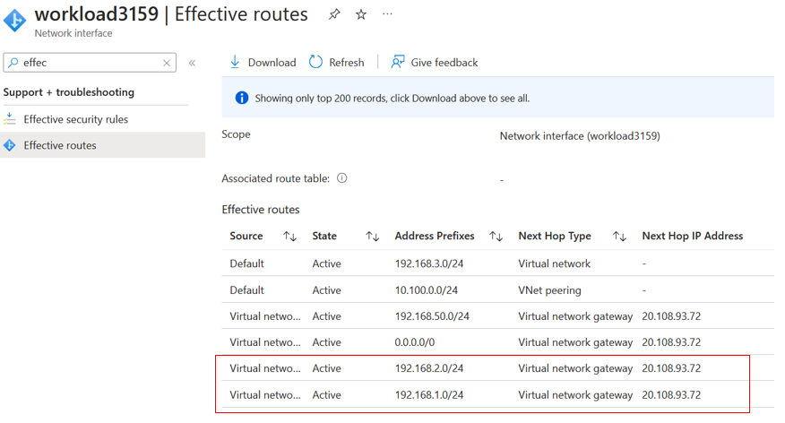 Routing traffic via an NVA in Azure Virtual WAN.