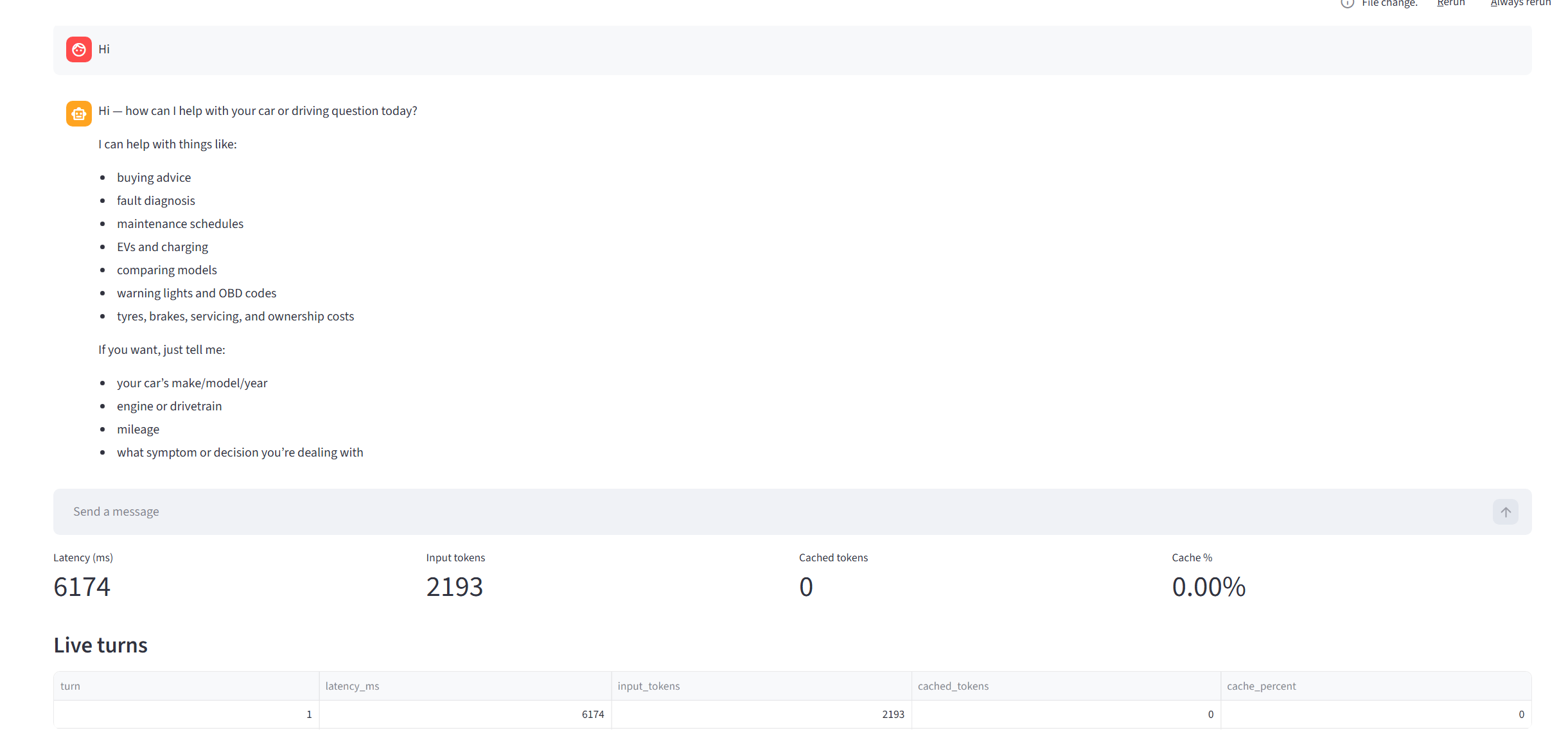Prompt caching first request usage details