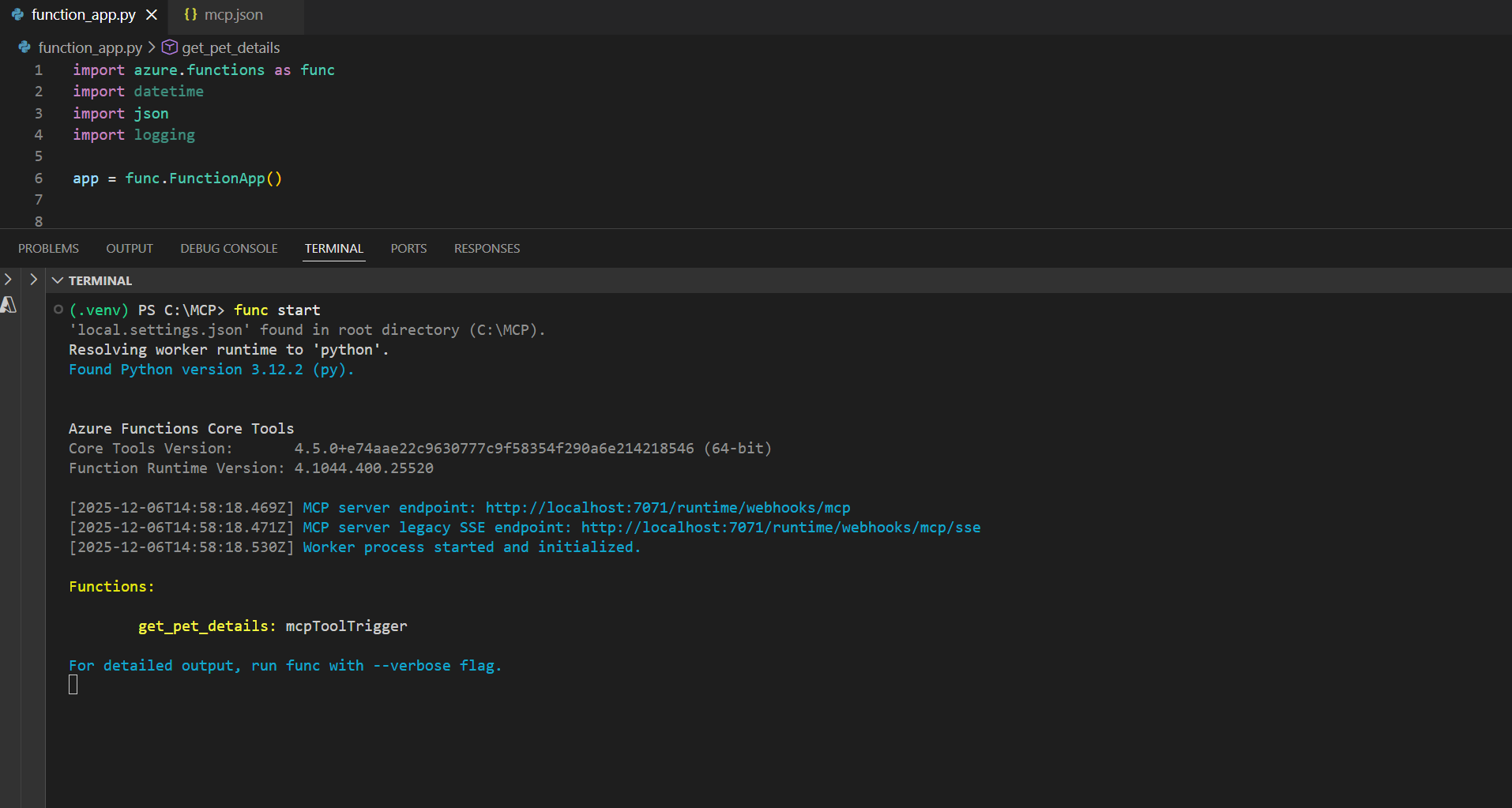 Using the MCP extension in Azure Functions