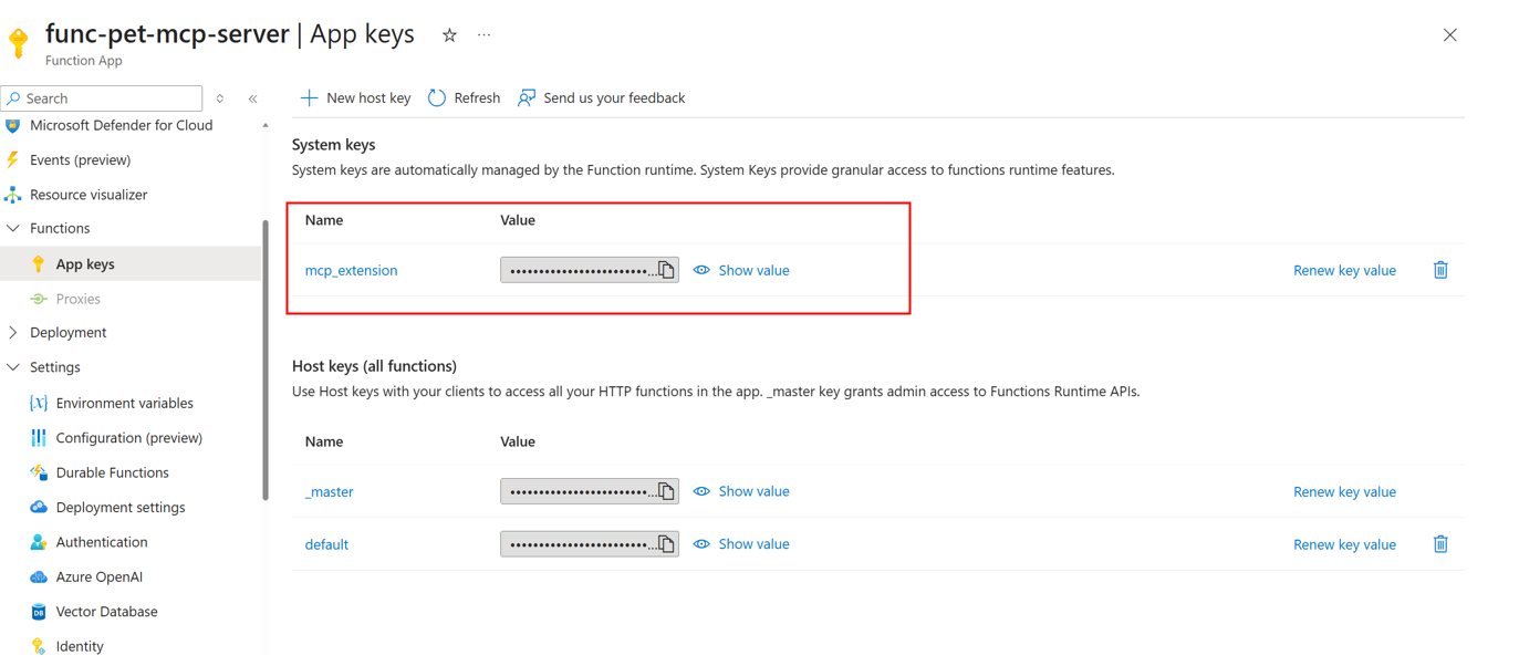 Using the MCP extension in Azure Functions