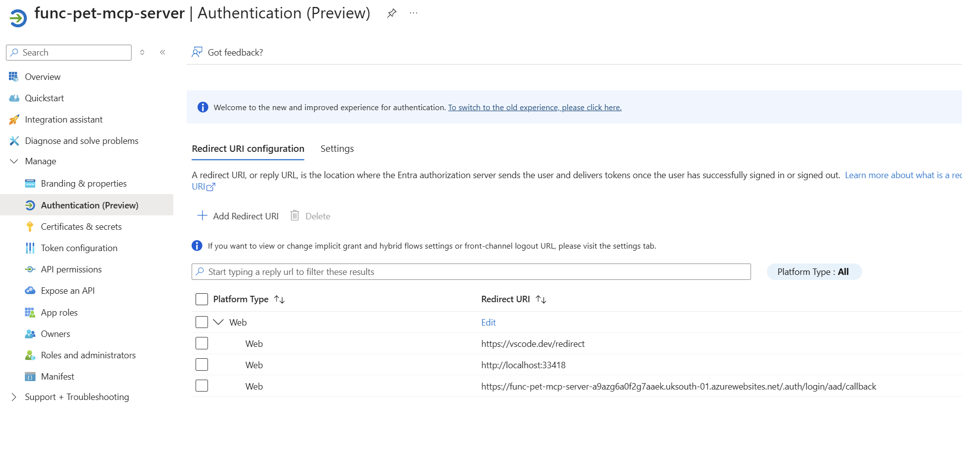 Using the MCP extension in Azure Functions