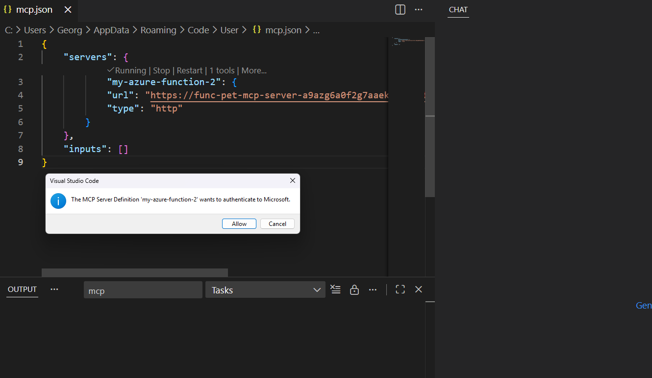 Using the MCP extension in Azure Functions